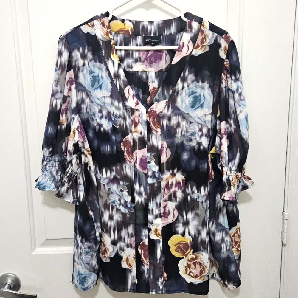 Jones New York Graphic Blouse Floral 2X